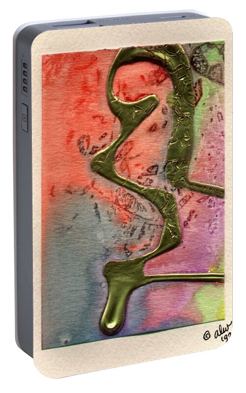 Abstract Portable Battery Charger featuring the mixed media Sentimental by Angela L Walker