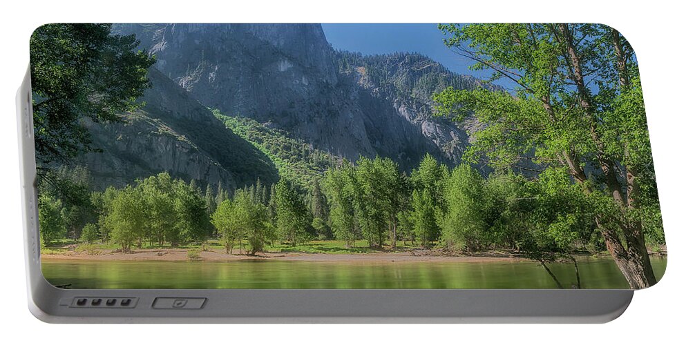 California Portable Battery Charger featuring the photograph Sentinel Rock and Merced River by Bill Roberts
