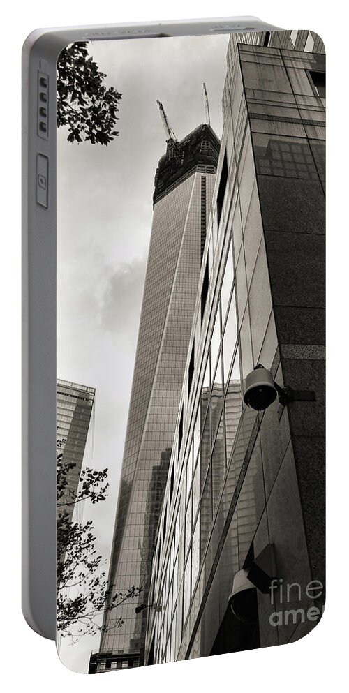 New York Portable Battery Charger featuring the photograph Sepia NYC Architecture by Chuck Kuhn