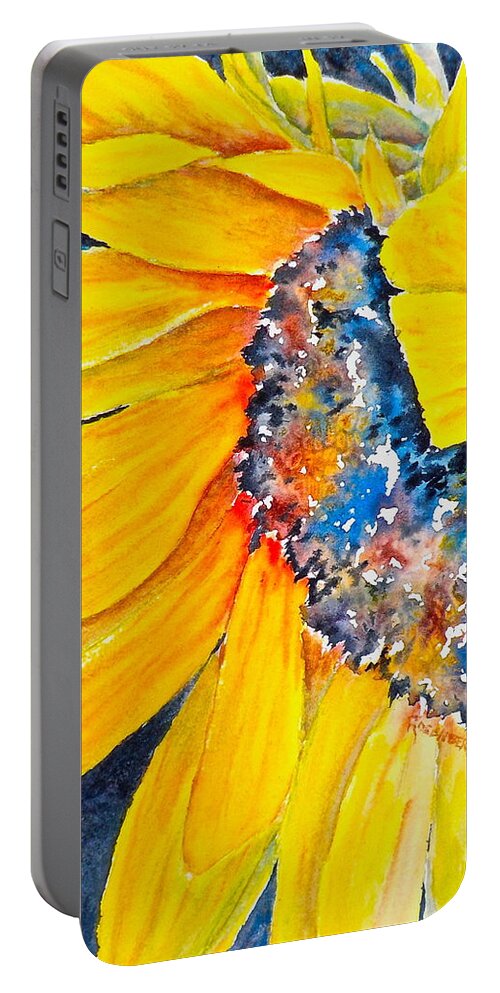 Watercolor Portable Battery Charger featuring the painting September Sunflower by Carolyn Rosenberger