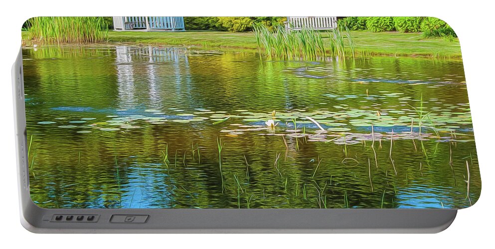 Pond Portable Battery Charger featuring the photograph Serene by Cathy Kovarik