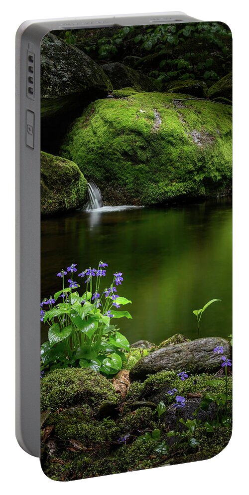 Violets Portable Battery Charger featuring the photograph Serene Green by Bill Wakeley