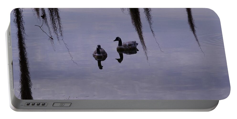 Serenity Swans Portable Battery Charger featuring the photograph Serenity Swans by Warren Thompson