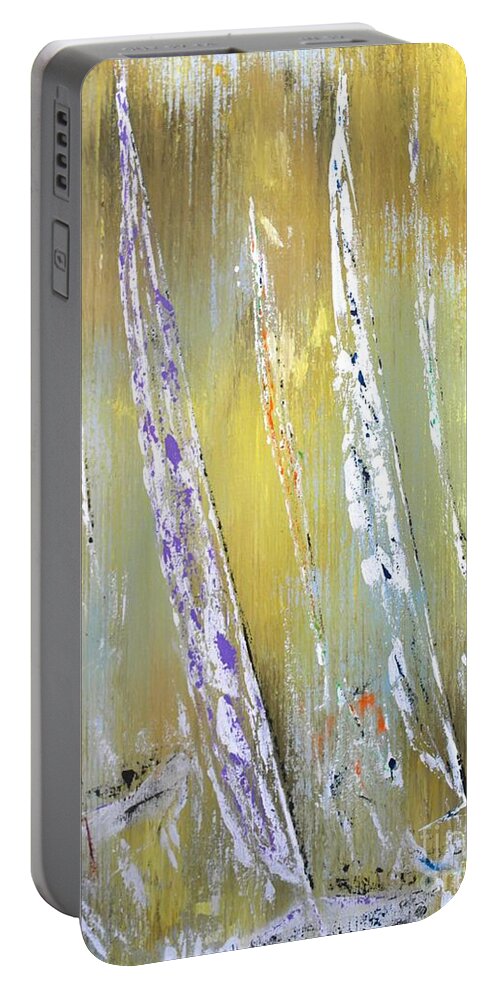 Abstract Portable Battery Charger featuring the painting Set Sail by Wayne Cantrell