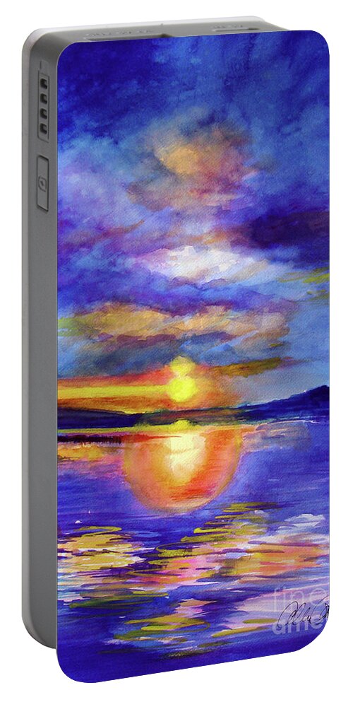 Water Portable Battery Charger featuring the painting Setting by Allison Ashton