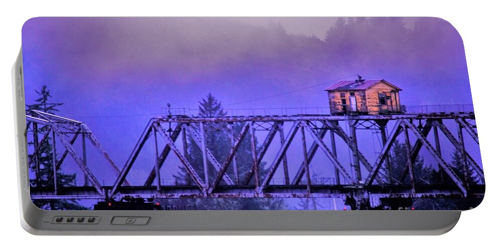 Railroad Bridge Portable Battery Charger featuring the photograph Setting High Above by Merle Grenz