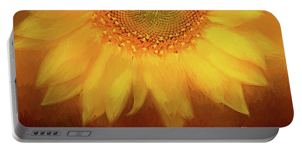 Setting Sunflower Portable Battery Charger featuring the photograph Setting Sun by Darren Fisher