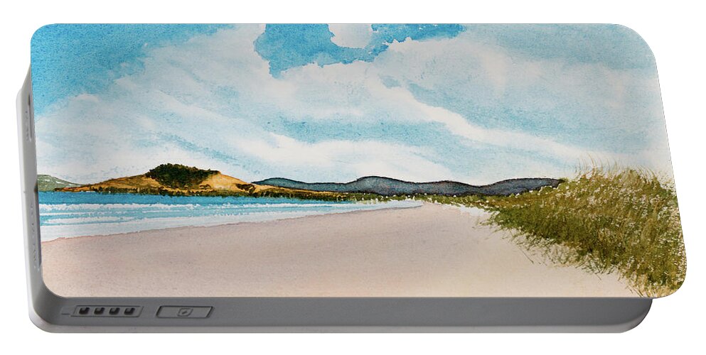 Afternoon Portable Battery Charger featuring the painting Seven Mile Beach on a calm, sunny day by Dorothy Darden