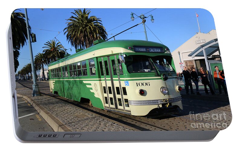 Cable Car Portable Battery Charger featuring the photograph SF Muni Railway Trolley Number 1006 by Steven Spak