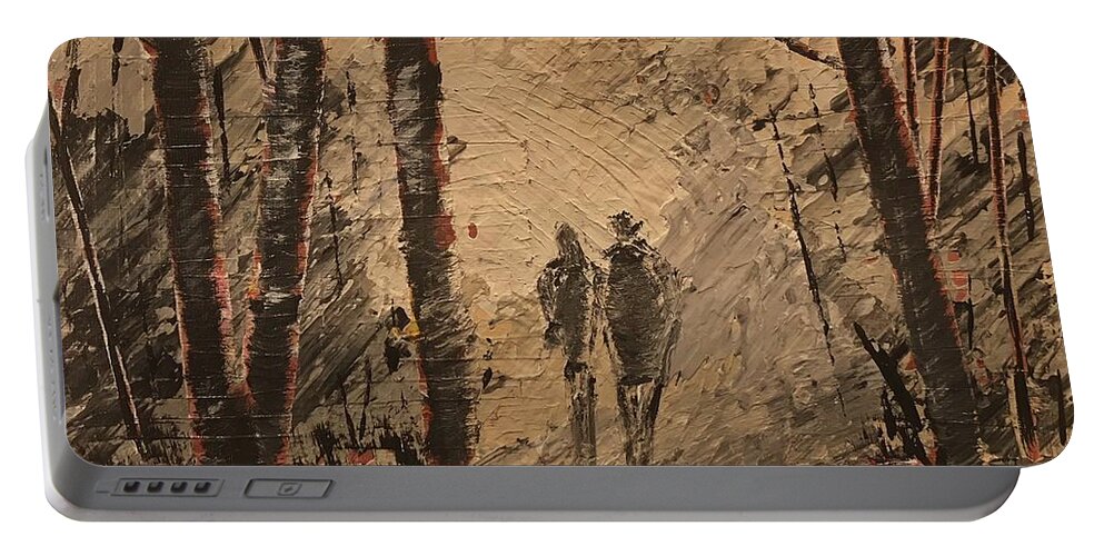 Acrylics Portable Battery Charger featuring the painting Shadow of a Doubt by Jim McCullaugh