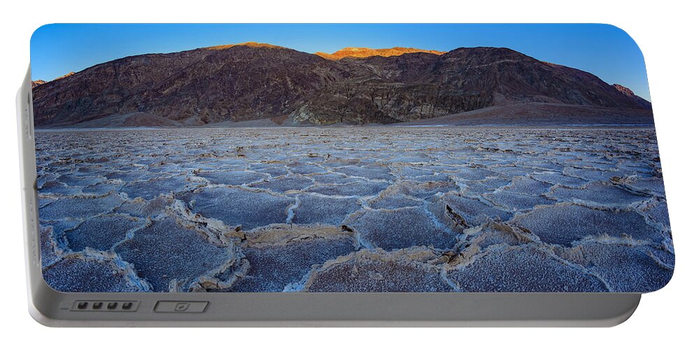 Badwater Portable Battery Charger featuring the photograph Shadows Fall Over Badwater by Mark Rogers