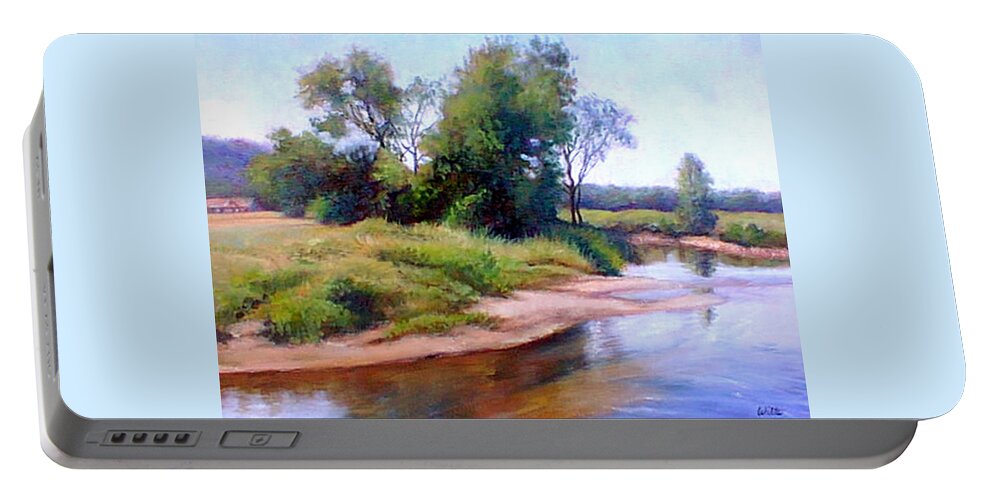 River Portable Battery Charger featuring the painting Shallow River by Marie Witte
