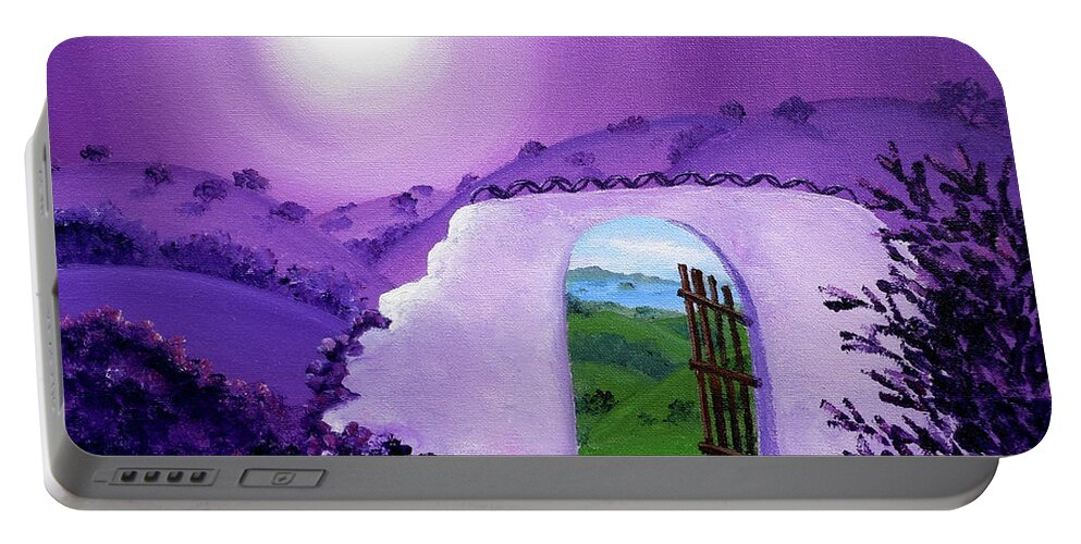 California Portable Battery Charger featuring the painting Shaman's Gate to Summer by Laura Iverson