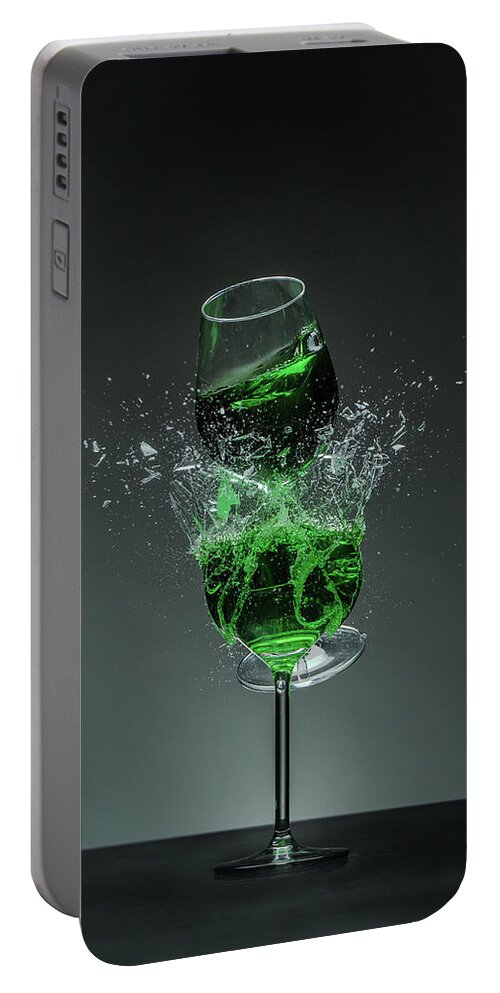 Glass Portable Battery Charger featuring the photograph Shattered Glass - Dollar Green by Alex Hiemstra