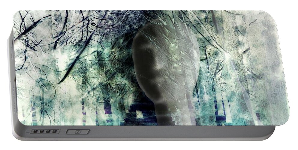 Winter Landscape Portable Battery Charger featuring the digital art She Thought She's Never Be Alone Again by Delight Worthyn