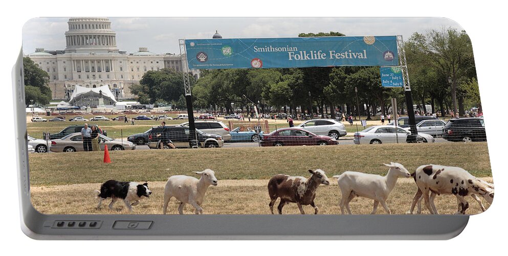Washington Portable Battery Charger featuring the photograph Sheep-Herding in Washington DC by William Kuta