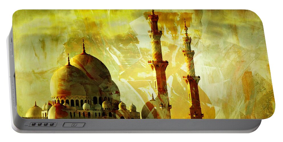 Abu Dhabi Mosque Portable Battery Charger featuring the painting Sheikh Zayed Mosque by Gull G
