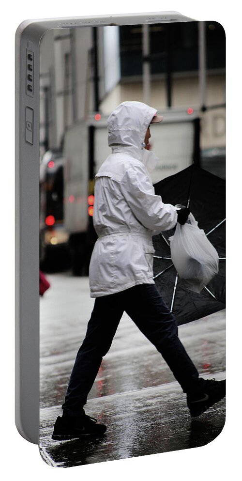 Street Photography Portable Battery Charger featuring the photograph Sheild of rain by J C