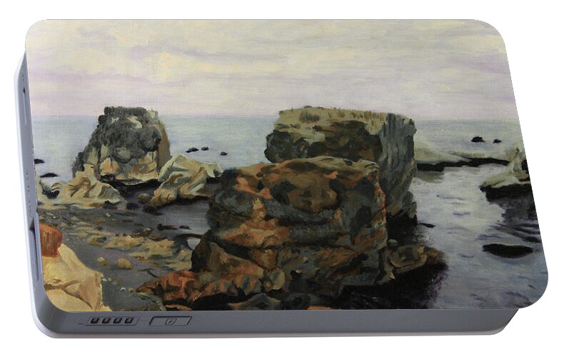 Shelley Irish Portable Battery Charger featuring the painting Shell Beach by Shelley Irish