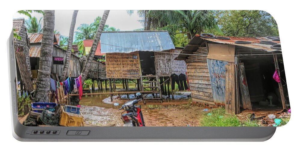 Cambodia Portable Battery Charger featuring the photograph Shelter Home Cambodia Siem Reap I by Chuck Kuhn