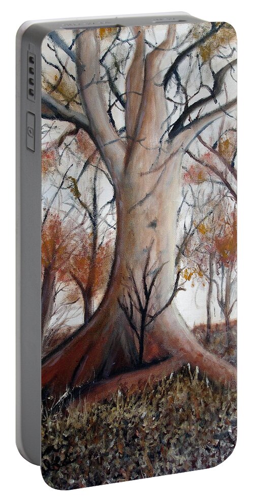 Ben Portable Battery Charger featuring the painting Sheltered Tree by Benjamin Kubes