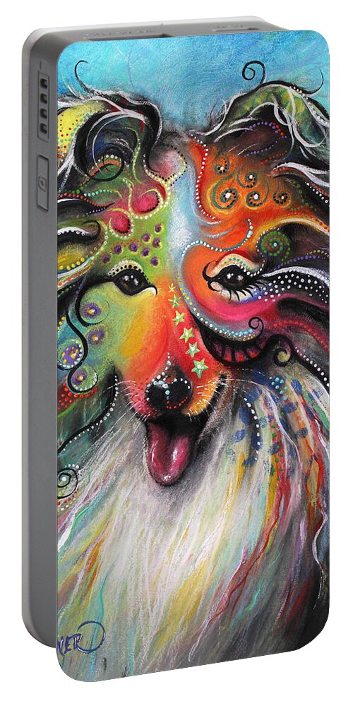 Sheltie Art Portable Battery Charger featuring the pastel Sheltie by Patricia Lintner