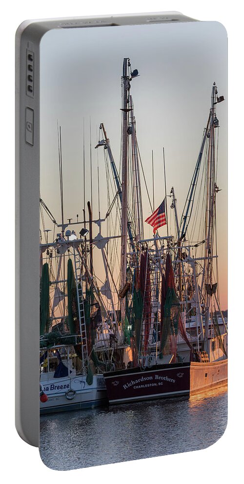 Shem Creek Portable Battery Charger featuring the photograph Shem Creek Gold by Donnie Whitaker