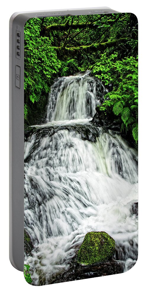 Water Portable Battery Charger featuring the photograph Shepperd's Dell in Rain by Lincoln Rogers
