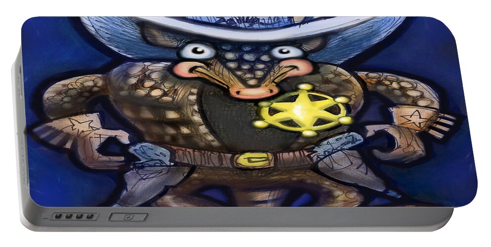 Sheriff Portable Battery Charger featuring the digital art Sheriff Dillo by Kevin Middleton