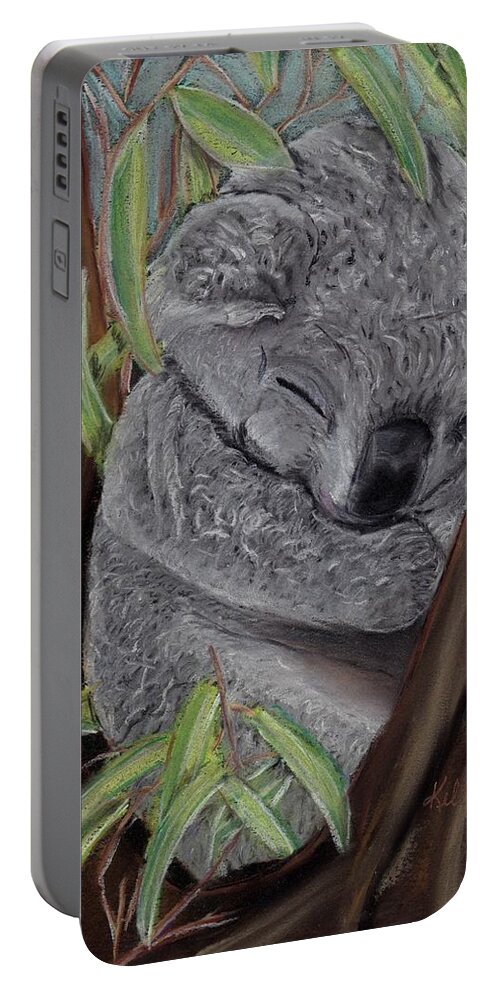 Koala Portable Battery Charger featuring the pastel Shhh Koala Bear Sleeping by Kelly Mills