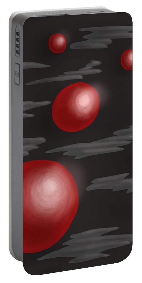 Planets Portable Battery Charger featuring the digital art Shiny Red Planets by Boriana Giormova