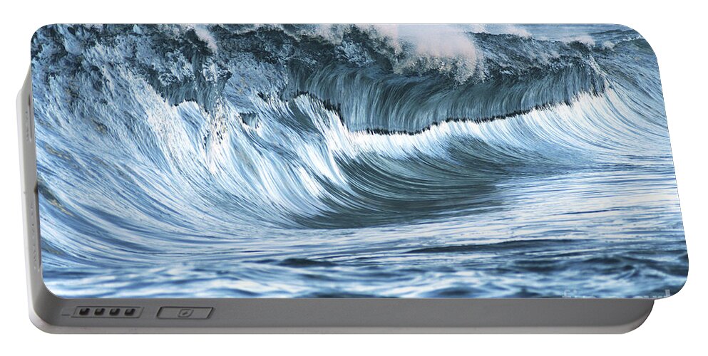 Aqua Portable Battery Charger featuring the photograph Shiny Wave by Vince Cavataio - Printscapes