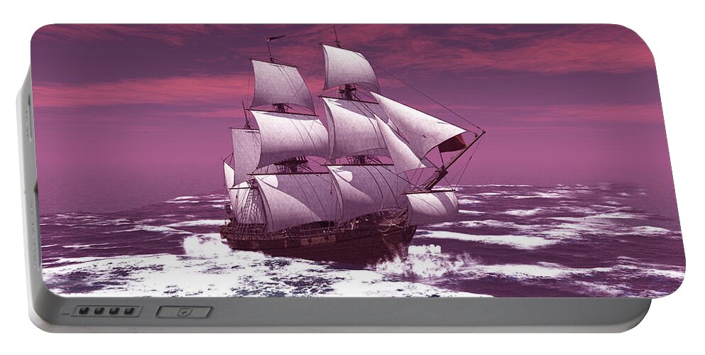 Ship Portable Battery Charger featuring the digital art The sailing ship by John Junek