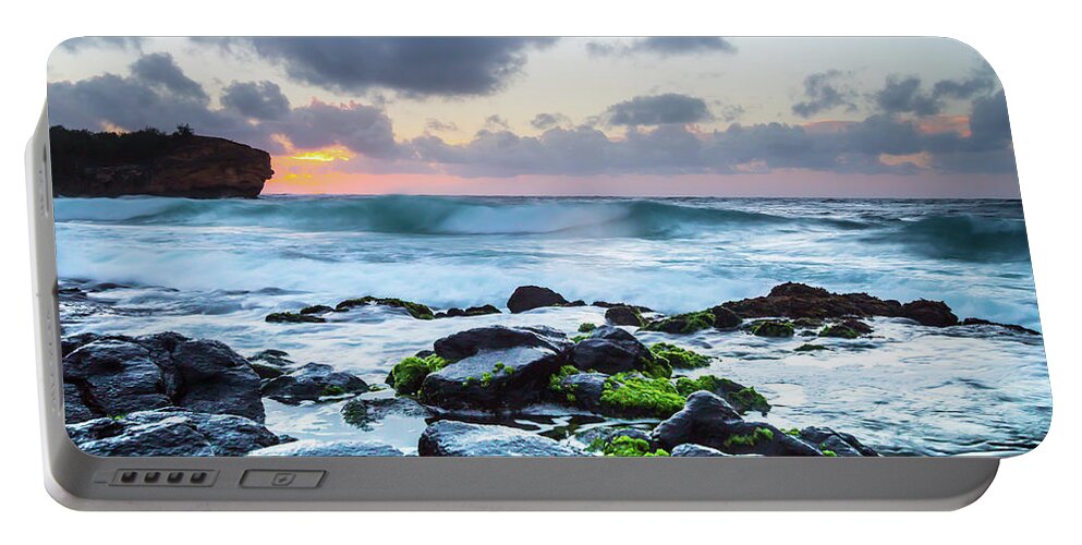 Sam Amato Photography Portable Battery Charger featuring the photograph Shipwreck Beach at Sunrise by Sam Amato