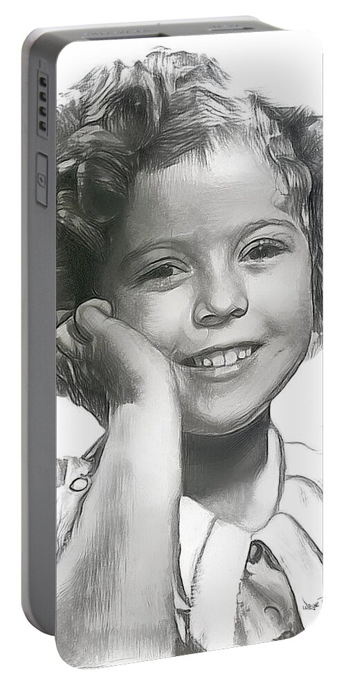 Shirley Temple Portable Battery Charger featuring the drawing Shirley Temple by Wayne Pascall