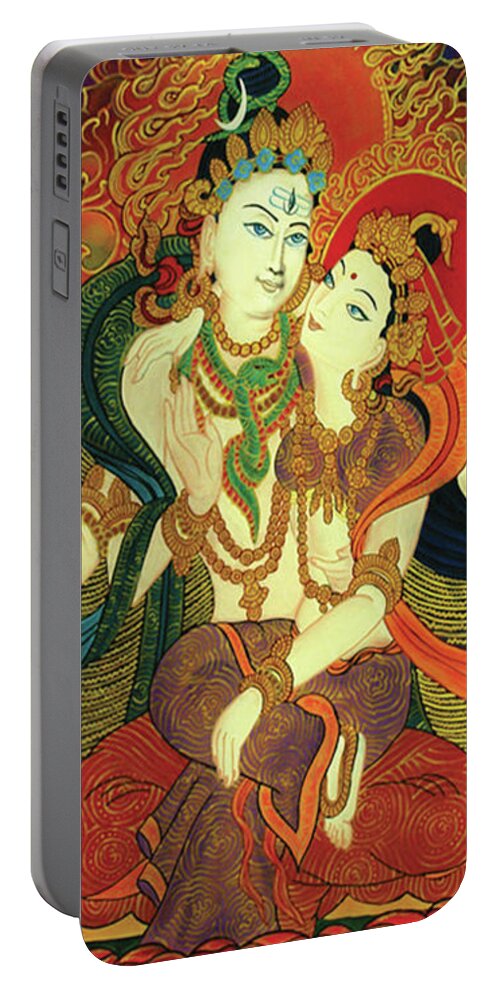 Shiva Portable Battery Charger featuring the painting Shiva Shakti by Guruji Aruneshvar Paris Art Curator Katrin Suter