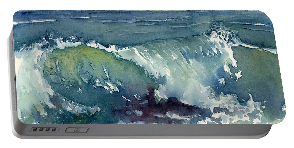 Wave Portable Battery Charger featuring the painting Shore Break by Amy Kirkpatrick