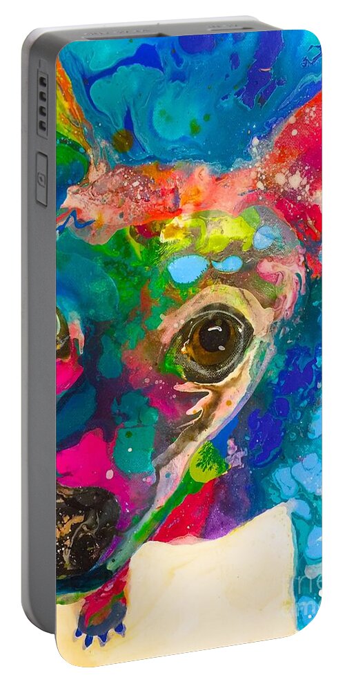  Portable Battery Charger featuring the painting Shorty by Kasha Ritter