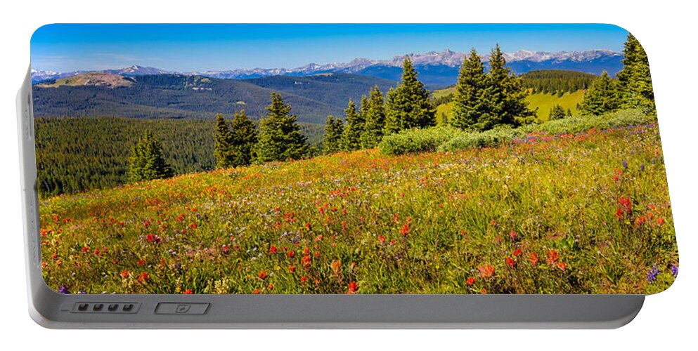 Mountain Portable Battery Charger featuring the photograph Shrine Ridge with View of Mt. of the Holy Cross Panorama by Fred J Lord