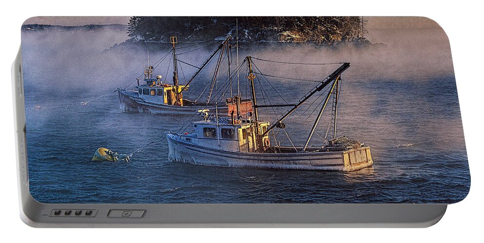 Shrouded In Morning Sea Smoke Portable Battery Charger featuring the photograph Shrouded in Morning Sea Smoke by Marty Saccone