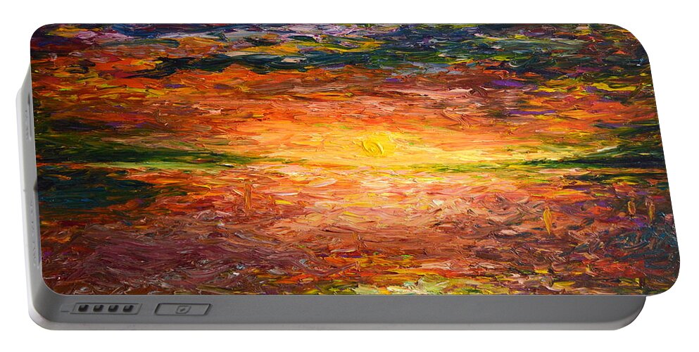 Sunste Portable Battery Charger featuring the painting Shy Sunset by Chiara Magni
