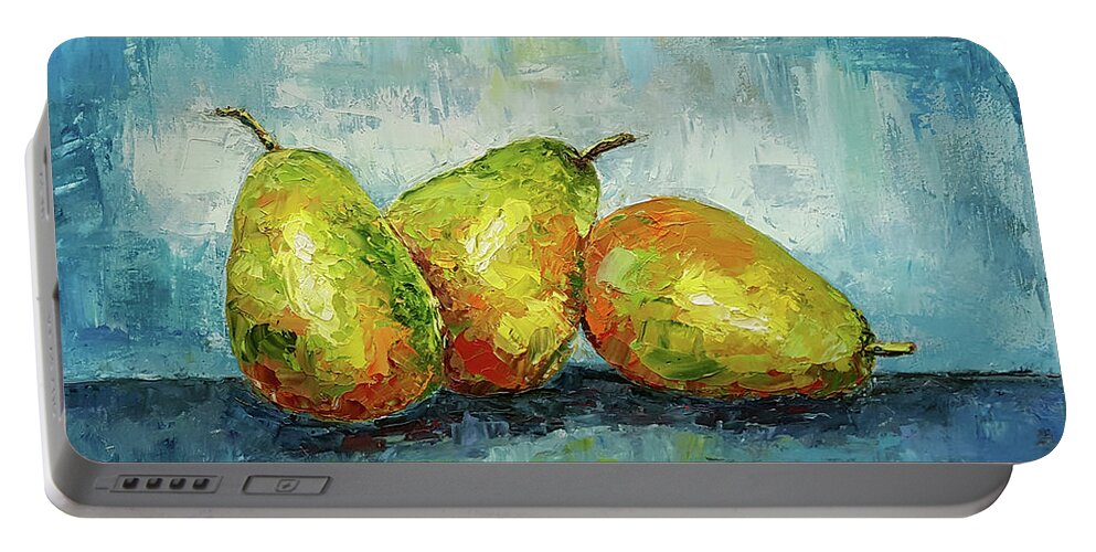 Pears Portable Battery Charger featuring the painting Siblings by Janet Garcia