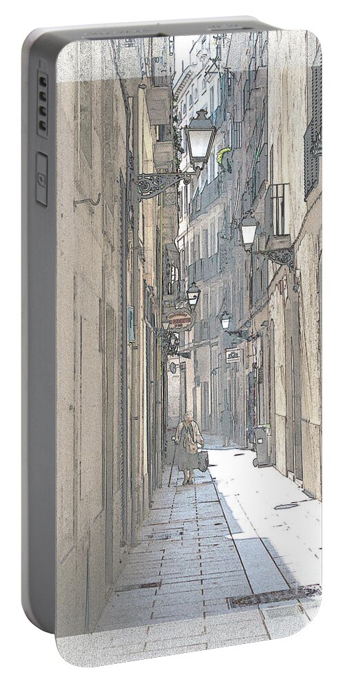 Side Street Portable Battery Charger featuring the digital art Side Street by Victoria Harrington