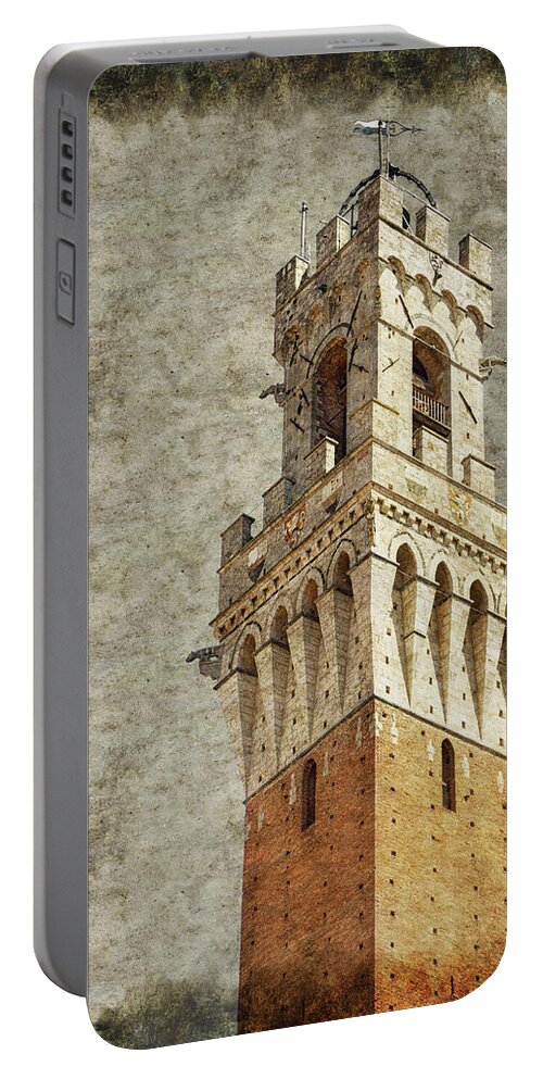 Siena Portable Battery Charger featuring the photograph Siena town hall tower - torre mangia by Weston Westmoreland