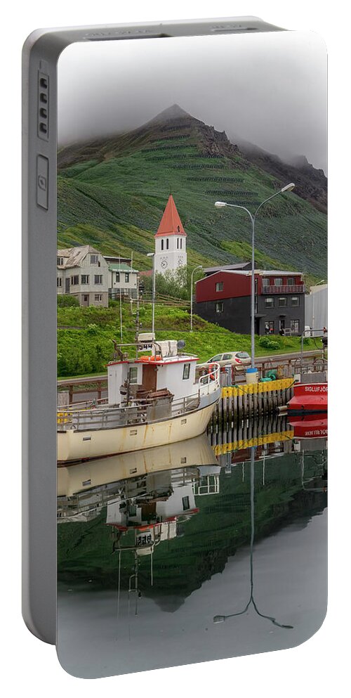 Iceland Portable Battery Charger featuring the photograph Siglufjorour, Iceland by Tom Singleton