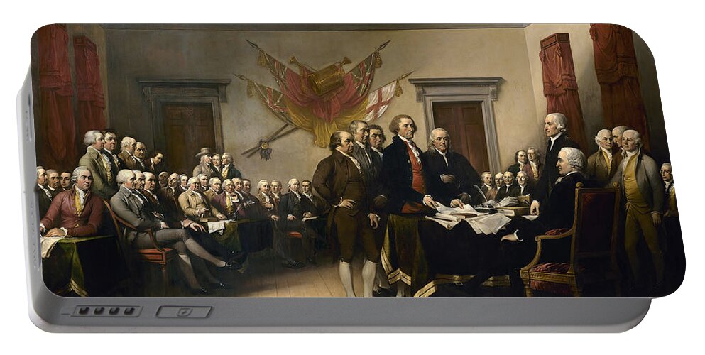 Declaration Of Independence Portable Battery Charger featuring the painting Signing The Declaration Of Independence by War Is Hell Store