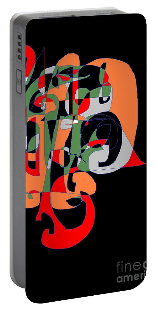 Abstract Digital Geometric Art Portable Battery Charger featuring the digital art Signs or Symbols by Nancy Kane Chapman