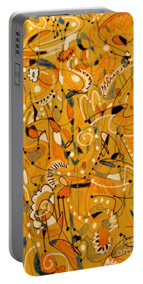Abstract Geometrical Painting Portable Battery Charger featuring the painting Signs Written in Big Print by Nancy Kane Chapman