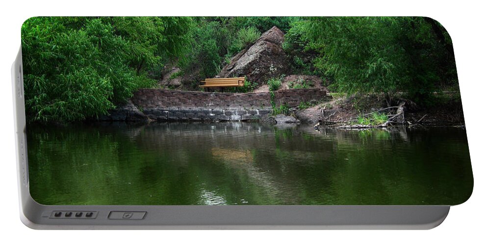 Benches Portable Battery Charger featuring the photograph Silent Company by Elaine Malott