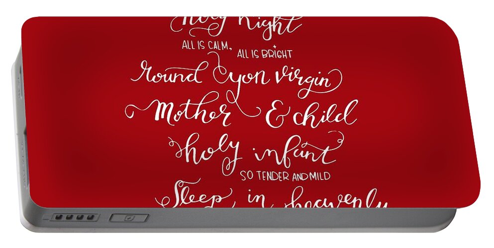 Silent Night Portable Battery Charger featuring the drawing Silent Night Holy Night by Nancy Ingersoll